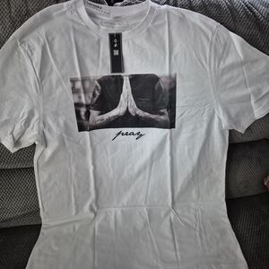 White 'Pray' Graphic Tee - Men